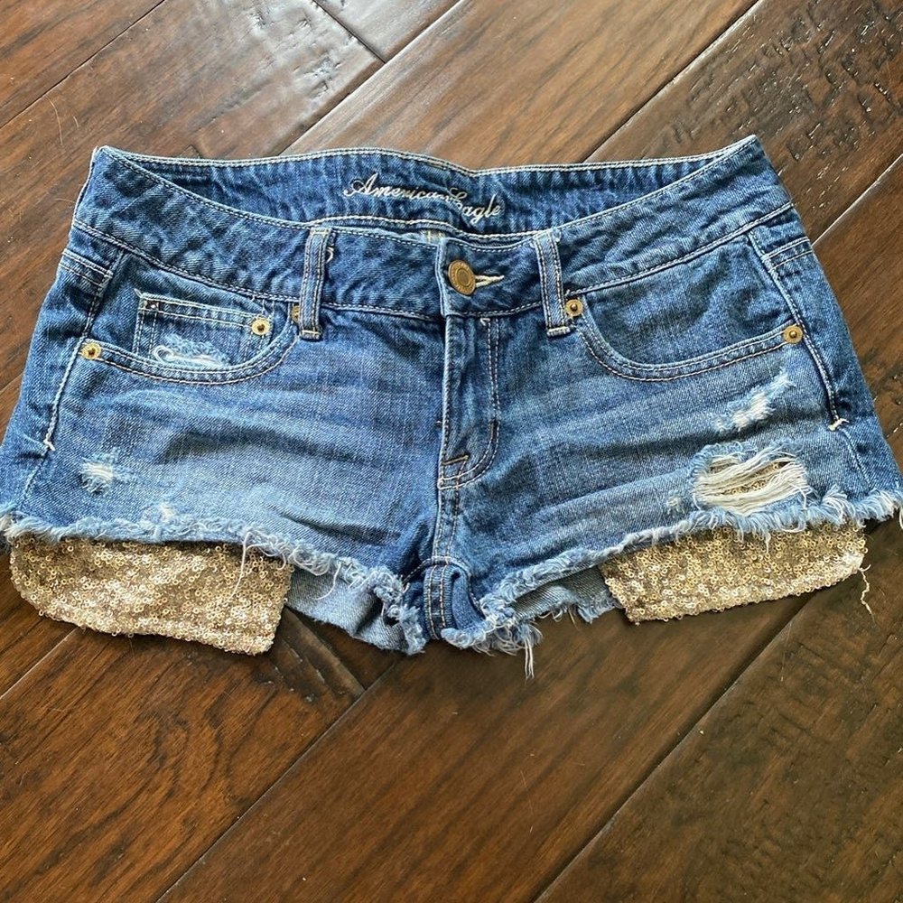 American Eagle Jean Shorts Sequin Pocket